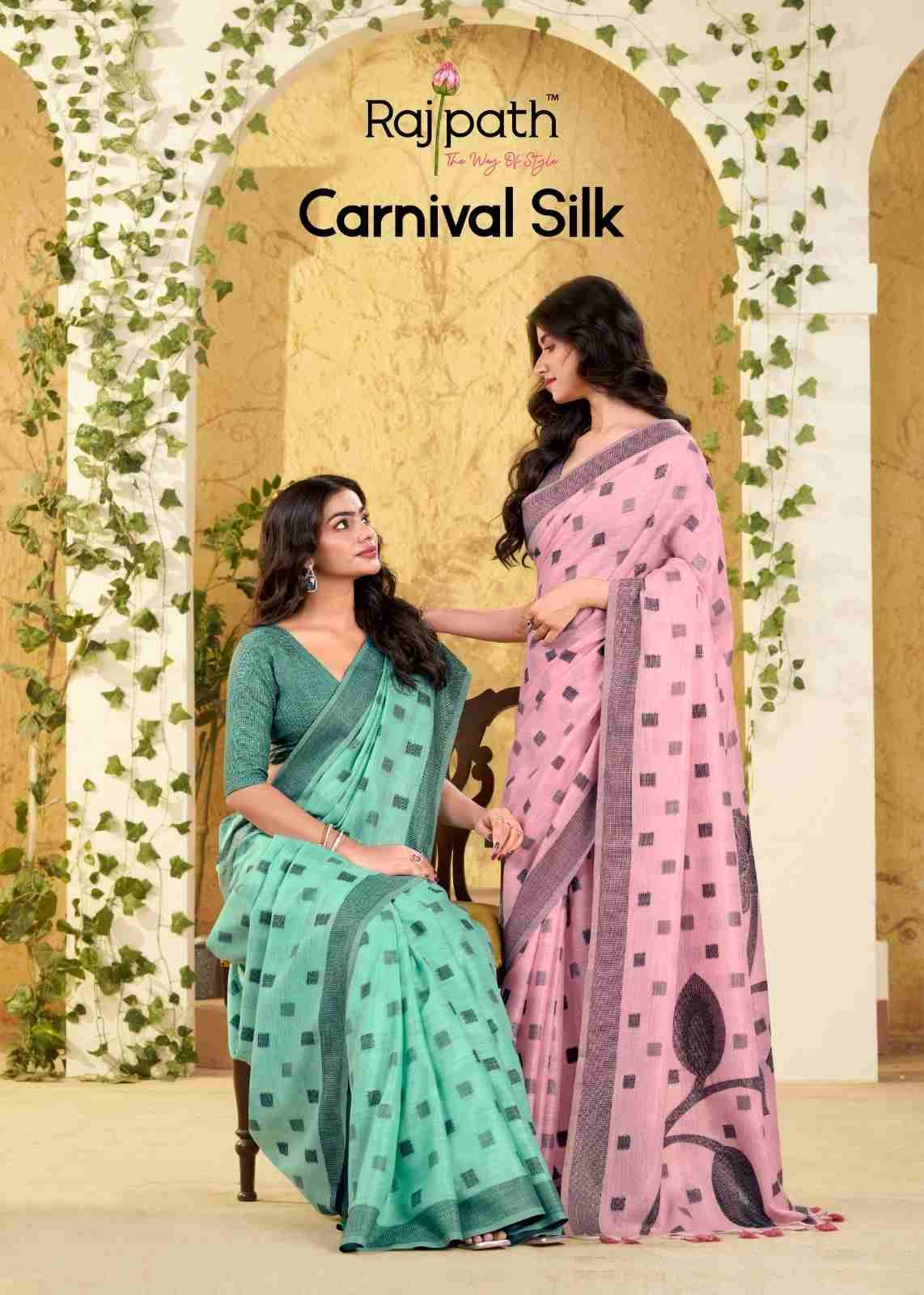 Carnival Silk By Rajpath 412 To 417 Series Indian Traditional Wear Collection Beautiful Stylish Fancy Colorful Party Wear & Occasional Wear Linen Silk Sarees At Wholesale Price